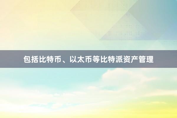 包括比特币、以太币等比特派资产管理