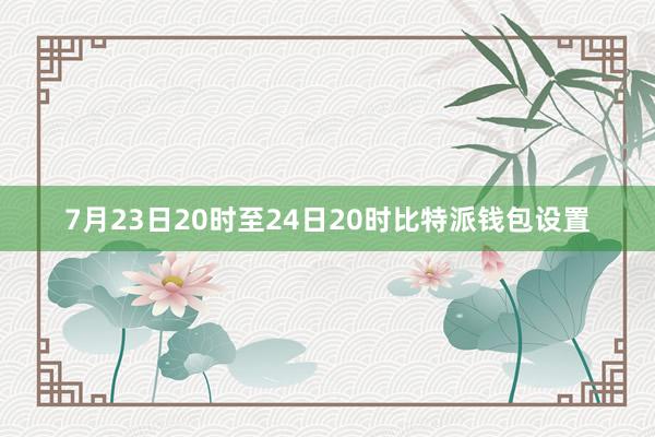 7月23日20时至24日20时比特派钱包设置